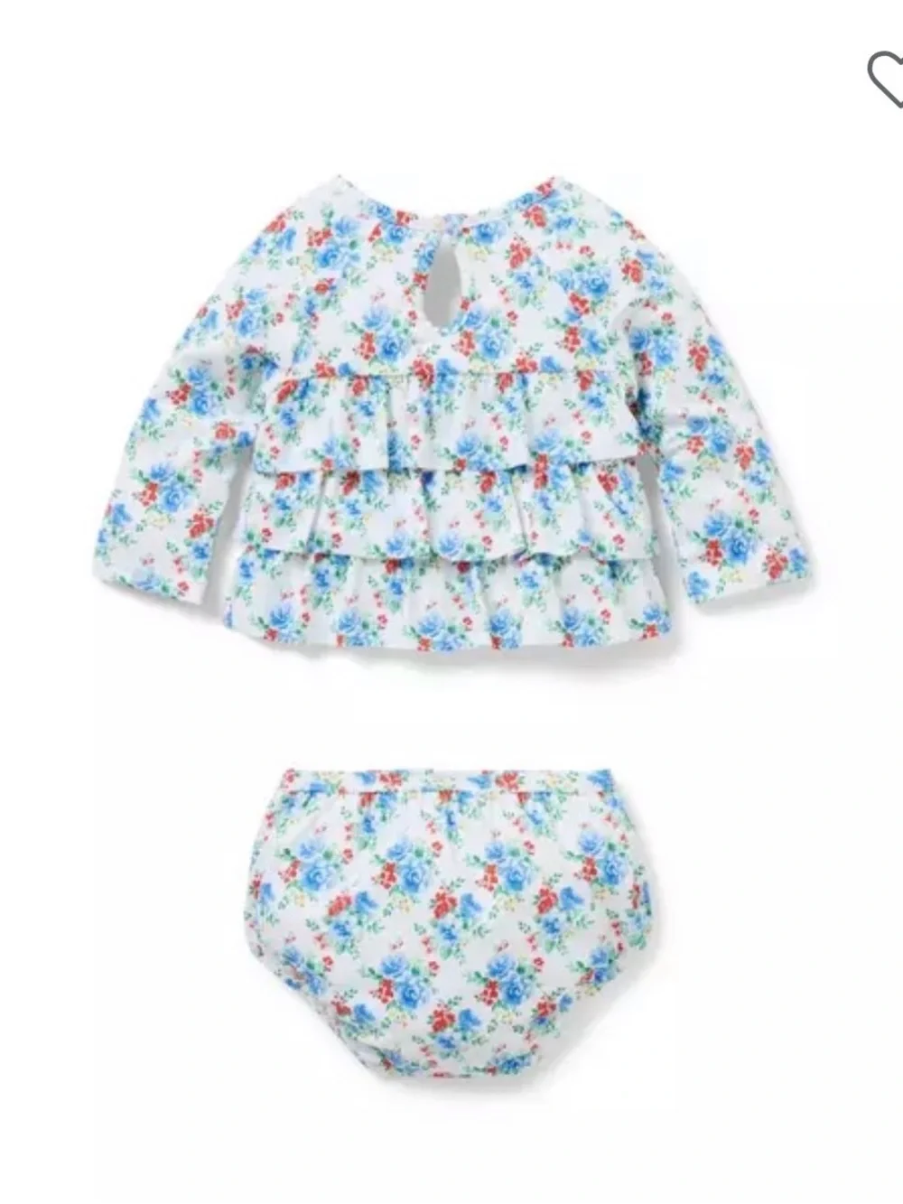 Baby Girls White Floral Ruffle Swim Set